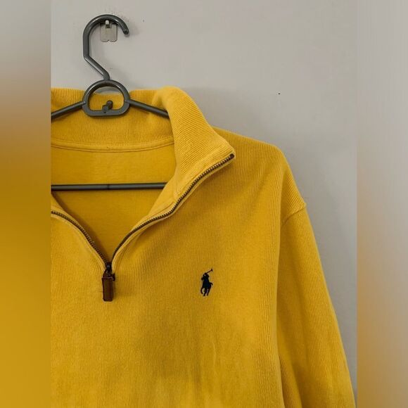 Polo Ralph Lauren Quarter Zip Sweater Long Sleeve Pullover Yellow Soft Size M - Picture 5 of 10